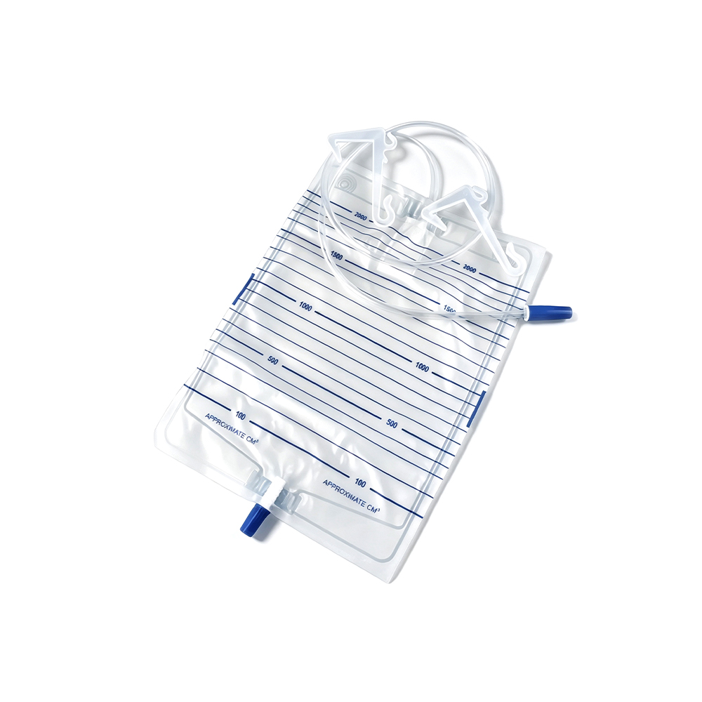 کیسه ادرار PVC 1000-2000 میلی لیتر درجه پزشکی ممتاز با آویزهای پلاستیکی تقویت شده